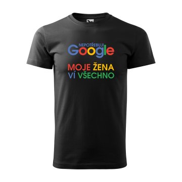 Tričko s potiskem Nepotřebuju GOOGLE