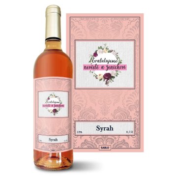 Růžové víno Gratulujeme nevěstě a ženichovi: 0,75 l 